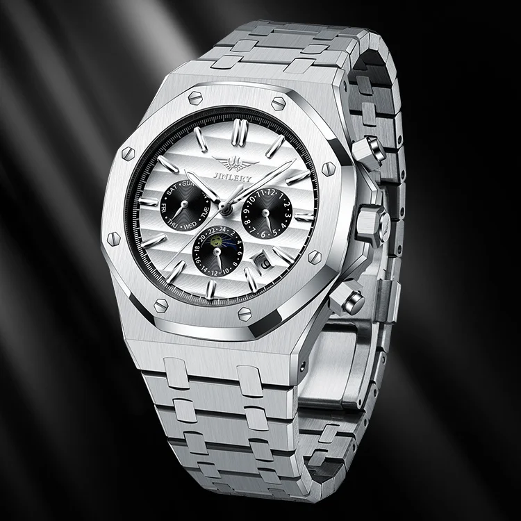 JINLERY Mechanical mens wristwatch automatic waterproof Luminous mechanical watches men wrist luxury