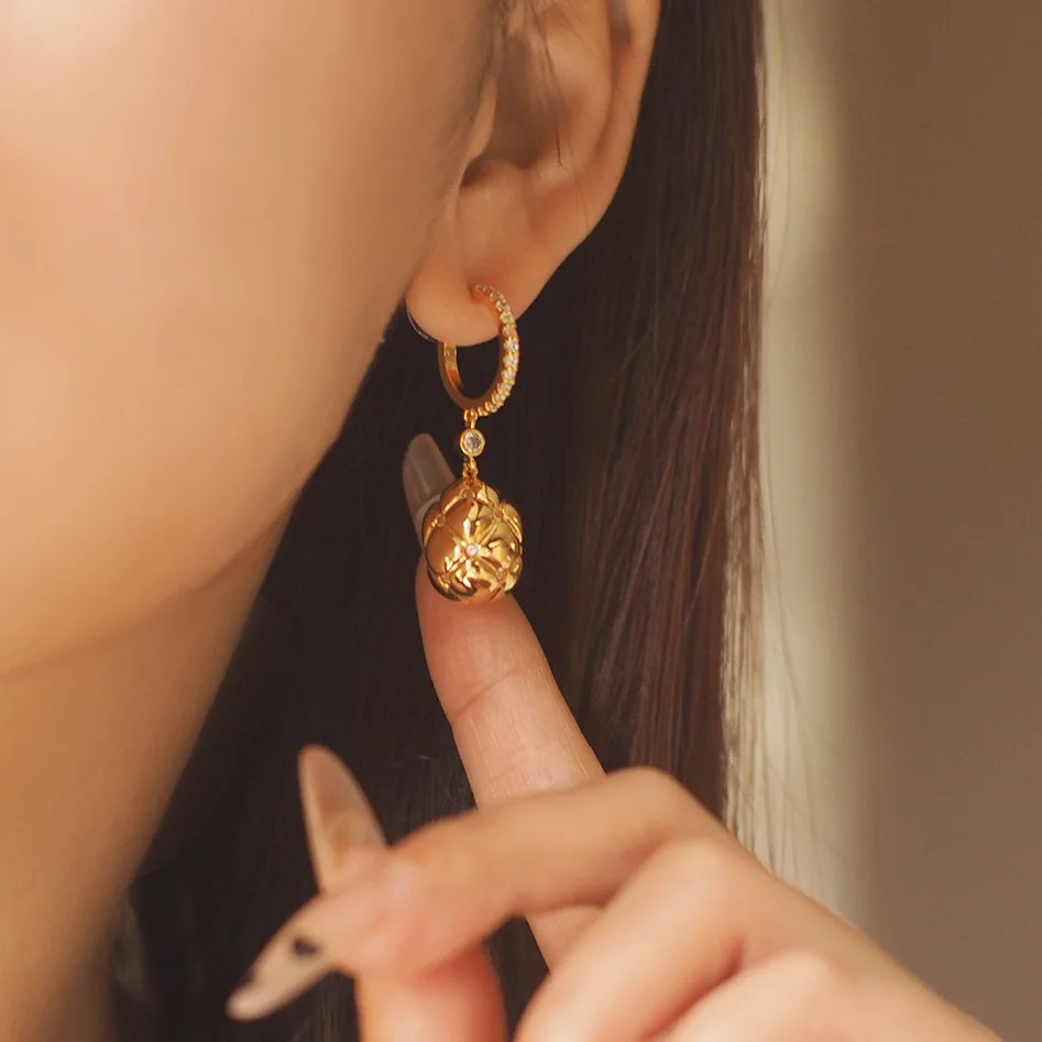 Faberge Easter egg diamond pendant earrings second-hand niche French earrings