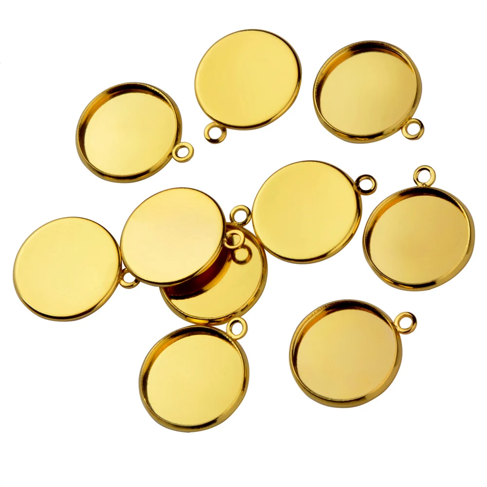 Chanfar 100PCS/Bag 10 12 14 16 18 20 25mm Blank Cabochon Base Pendant Bezel Tray for Jewelry Accessories