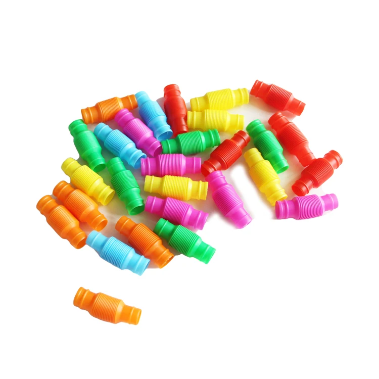 Colorful stretch plastic mini Pop Tube DIY Building Fidget Pipe Toy