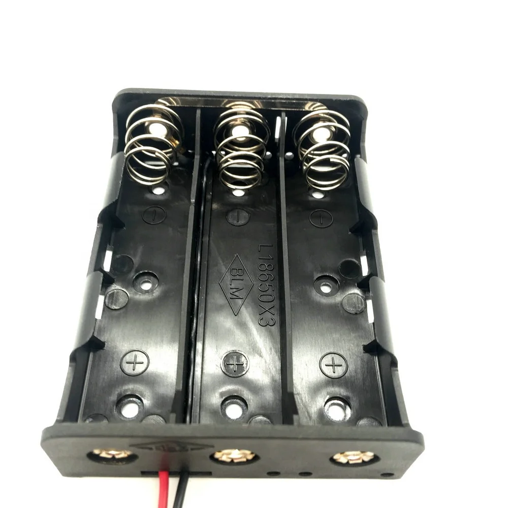 Three 3*18650 cell box with wire leads 150mm 18650 parallel 3.7V battery holder
