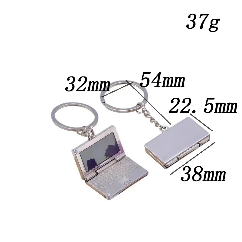 Custom 3D Laptop Keychain simulation Mini Foldable Notebook Computer Keychain Keyboard Keyring Holder Alloy LCD Metal Key Chains