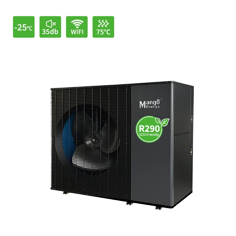 Monoblock DC Inverter heating system Heat Pump single fan R290 cooling Air source 75°c hot water heat pump