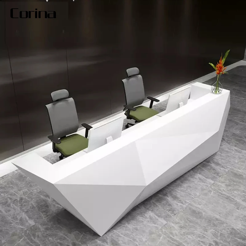Modern curved white reception desk acrylic solid surface hospital reception counter