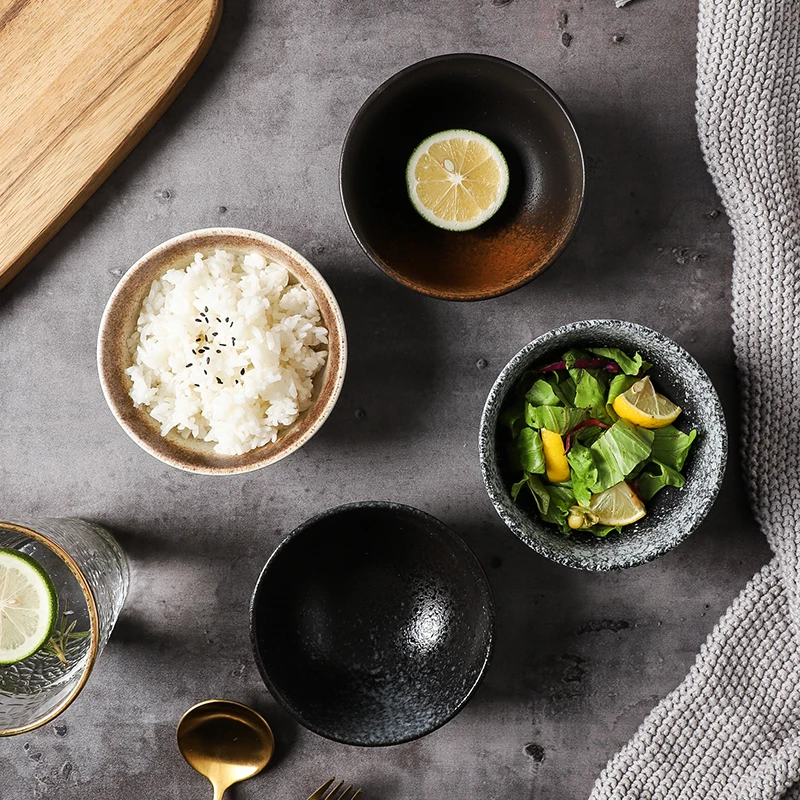 Japanese Style Stoneware Fashion 4.5 Inch Small Soup Bowl Ceramic Rice Bowl