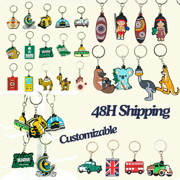 Promotional new sale 2d anime soft silicone key chain ninny Saudi Arabia Souvenirs high quality keychains sets