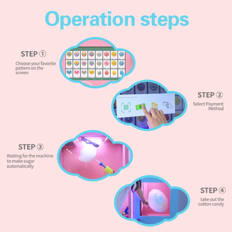 2024 Latest Fully Automatic Cotton Candy Vending Machine Professional Custom High Quality