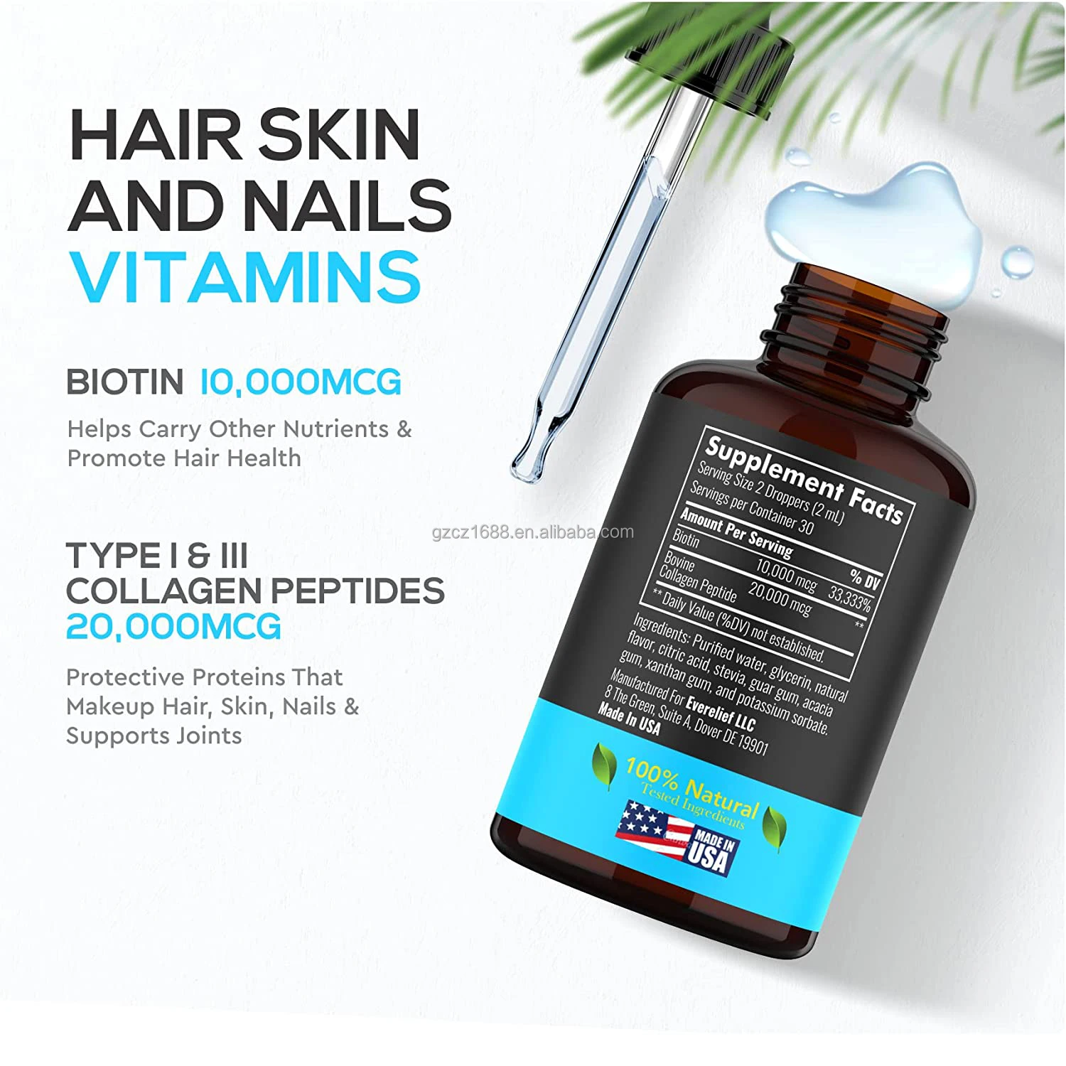 OEM Natural Hair Growth DHT blocker Anti Hair Loss Treatment biotin serum for hair root deep nourishing