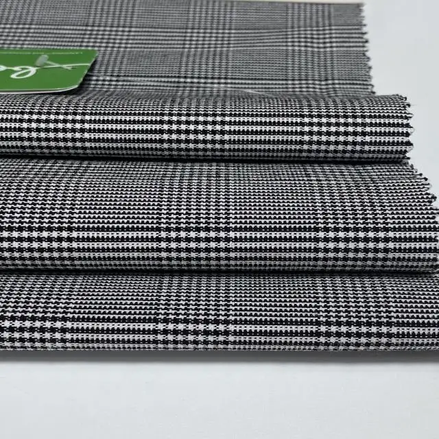 
Wholesale New yarn dyed check Lenzing Ecovero Viscose yarn bengaline fabric import from china women stretch pants 