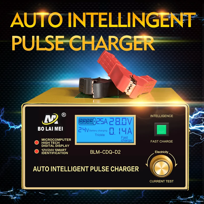 Universal Pulse Repair Lead acid 12V/24V 25A adjustable power battery charger for car truck forklift