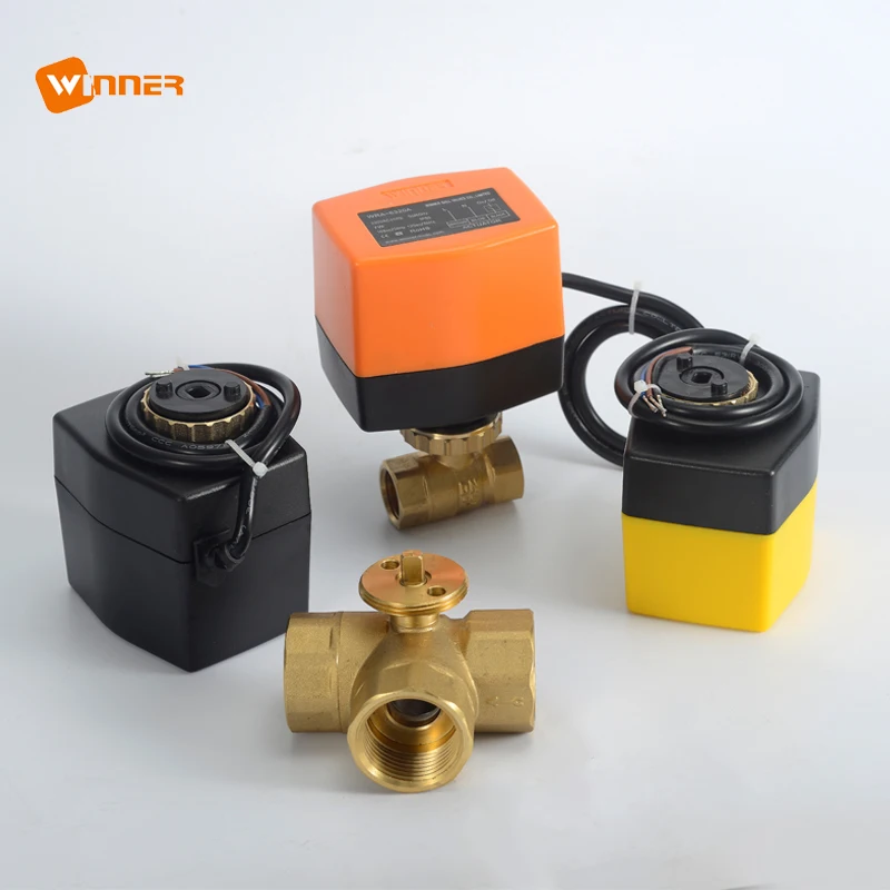 Winvall AC 24Volt Actuator 3 Wires ON/OFF Control 15mm 20mm 25mm Ball Valve Electric Actuated Motorized 3 Way Brass Ball Valve