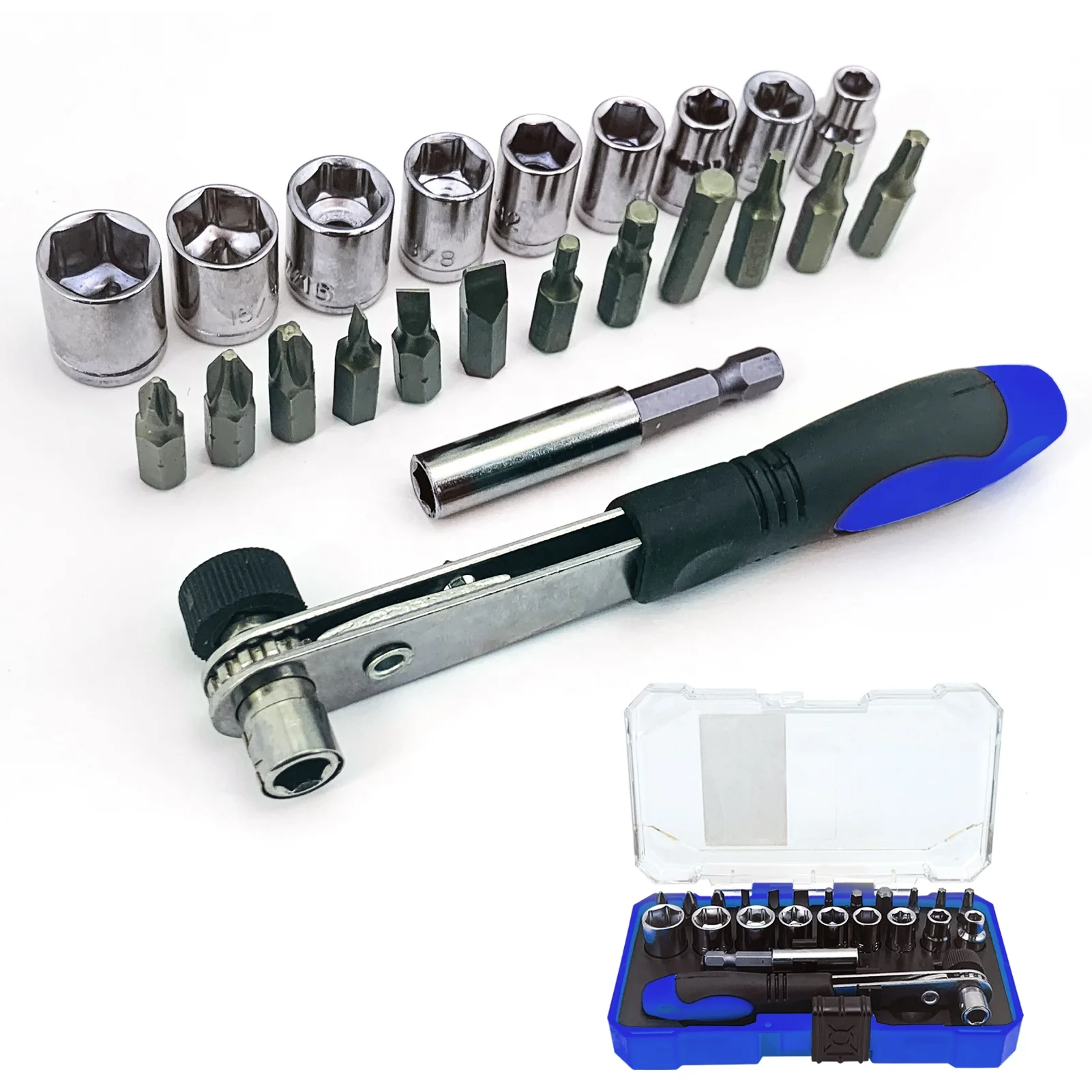 Professional 23pcs 1/4 Ratchet Wrench Socket and Screwdriver Bits Tool Set for Small Household Appliances
