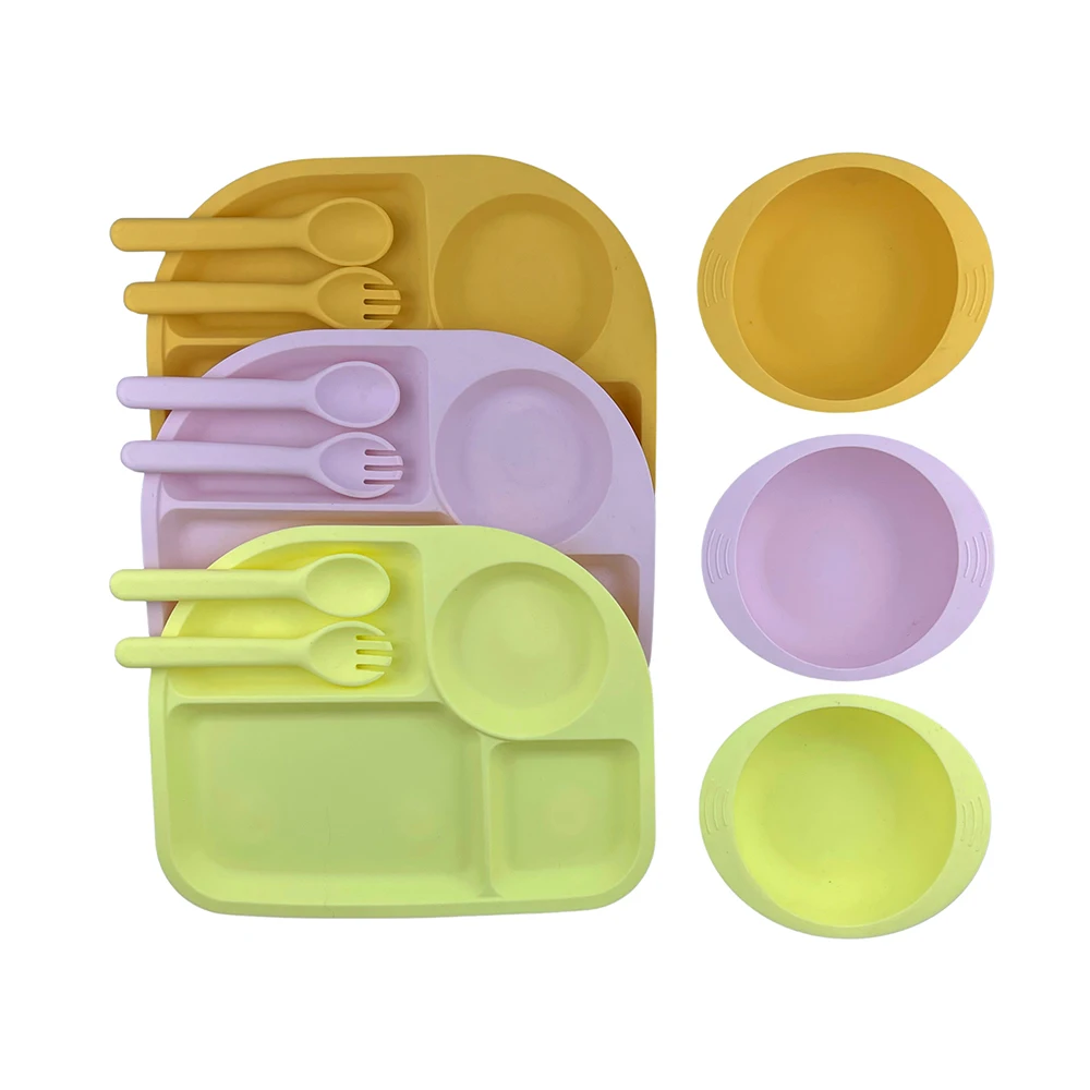 Factory Manufacture Competitive Price Heat Resistant BPA Free Food Grade Silicone Baby Feeding Tableware Set Supplies