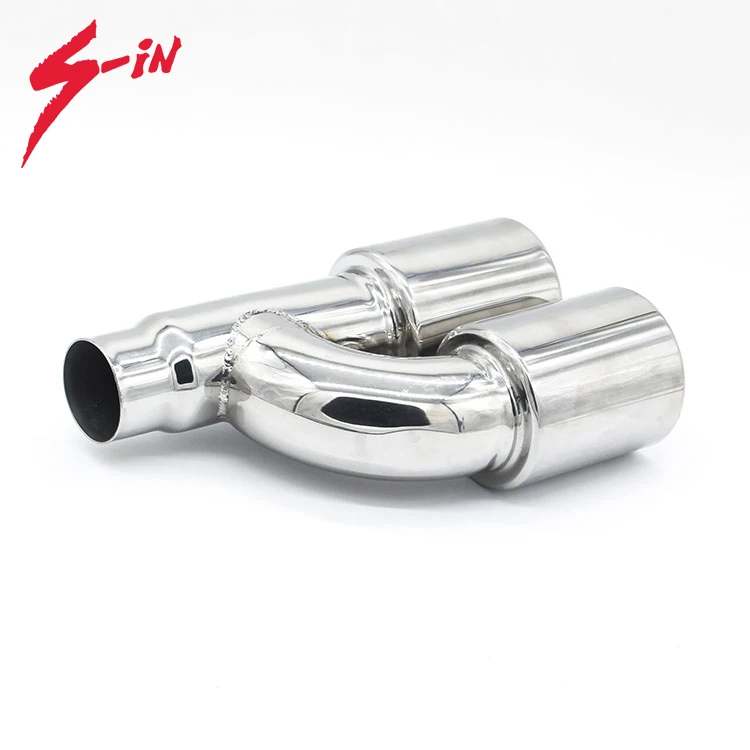 slant cut curling edge double outlets muffler end tips SS304 exhaust tail pipe for universal car