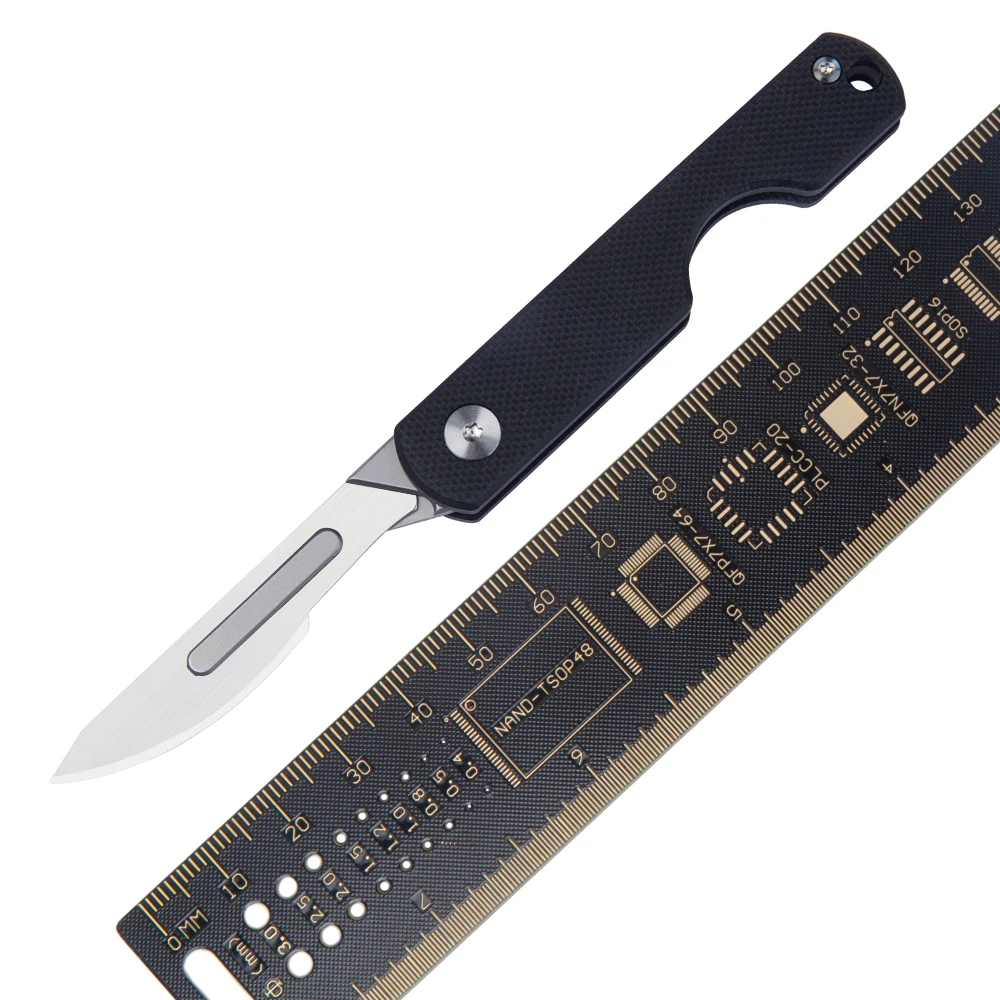 G10 Folding Scalpel Titanium Alloy EDC Outdoor Unpacking Pocket Knife With 10pcs #24