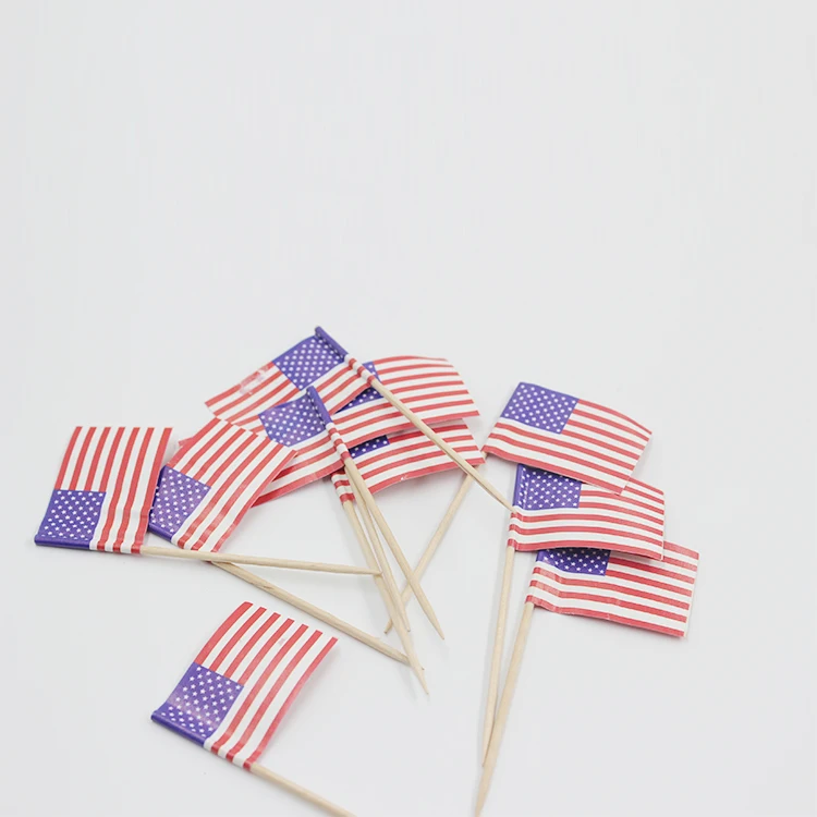 Индивидуальный дизайн, двухсторонние экологически чистые печатные флажки Jimao, декоративные флаги для еды на заказ