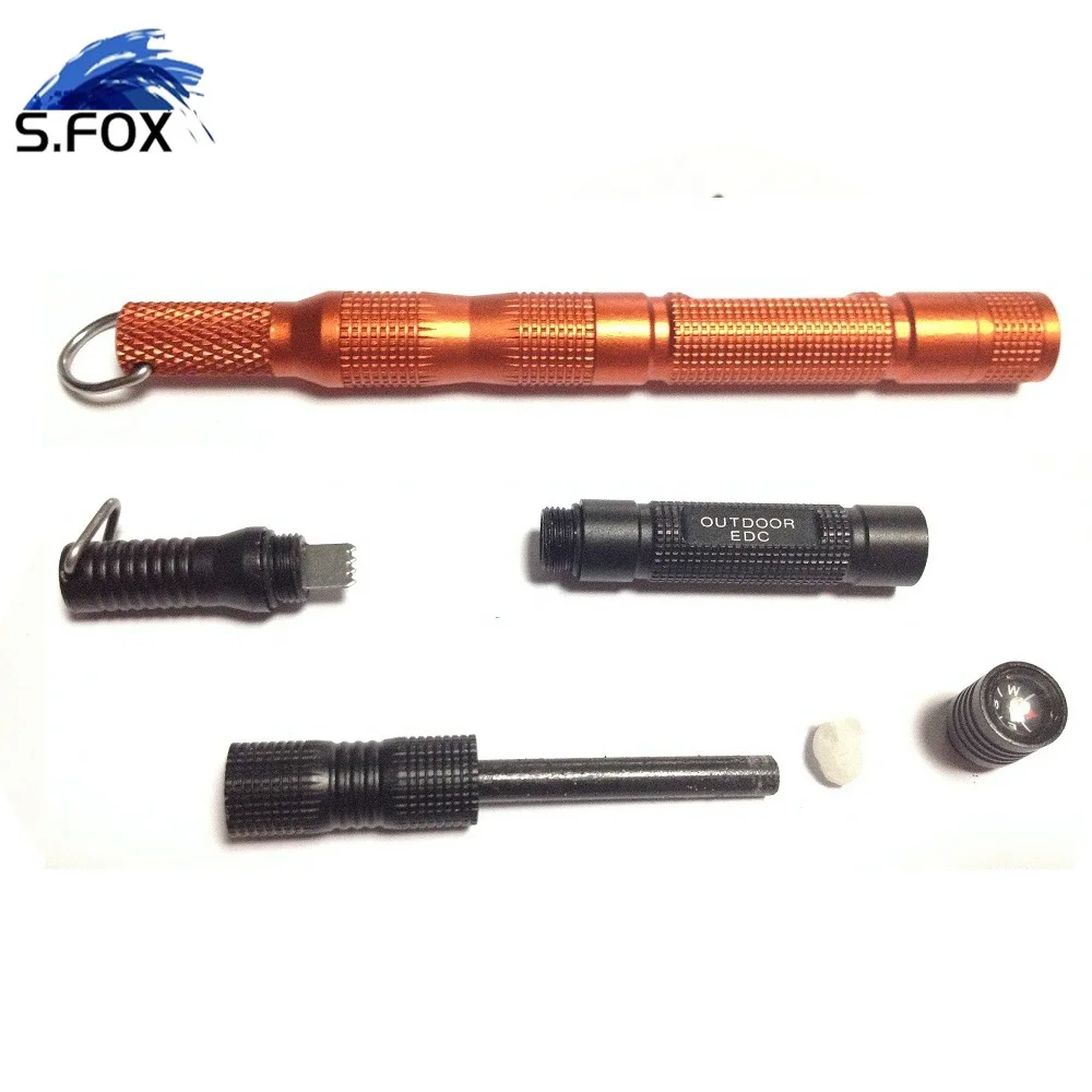 EDC Compass And Whistle Survival Lighters Magnesium Flint Stone Fire Starter