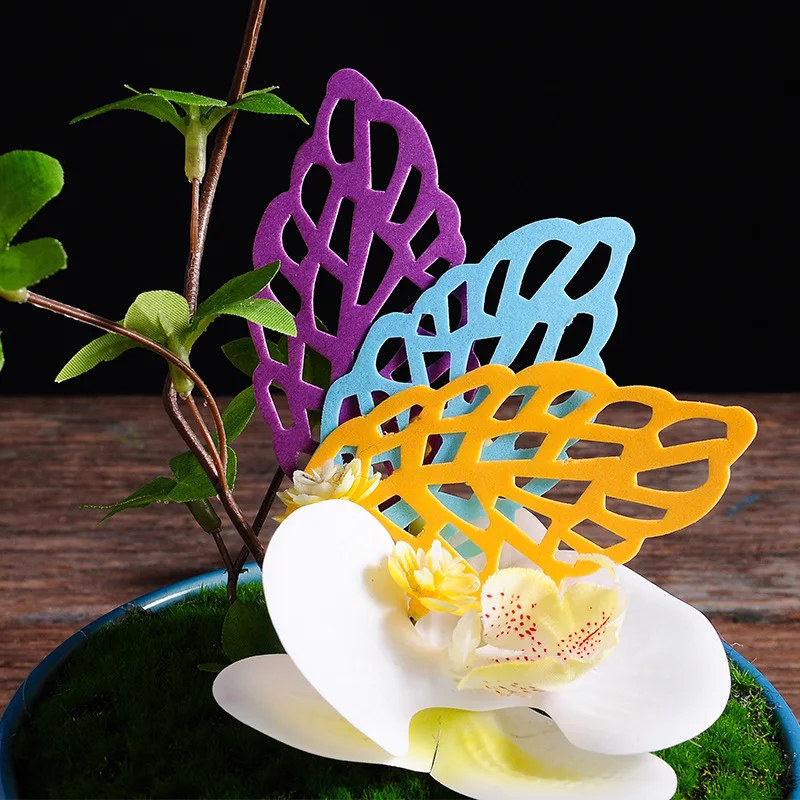 Edible Glutinous Rice Paper Colorful Hollowed Leaves Cake Dessert Toppers For Cake Dessert Decorating