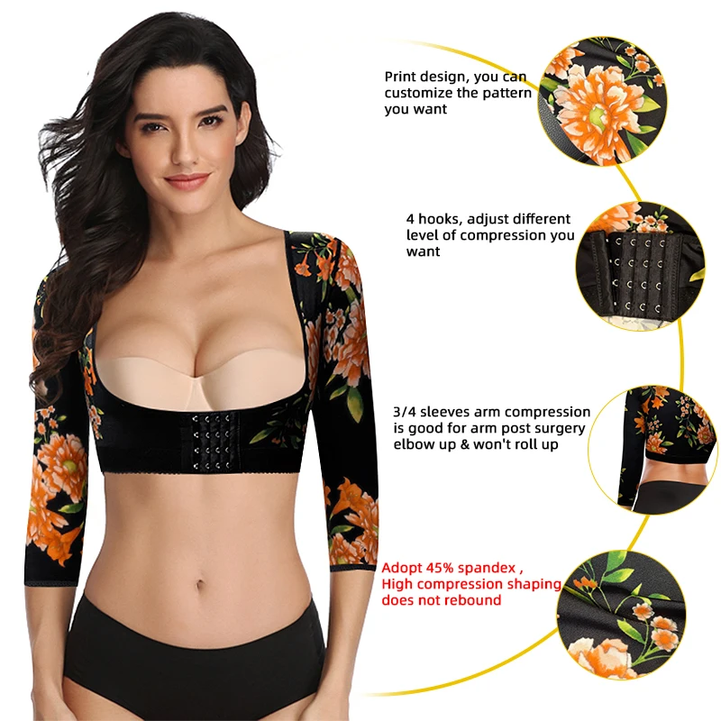 Floral Stage 1 Post Op Garment Ortopedicas o Medicas Shoulder Extender Gym Fajas-Reductor Muj Con Women Fajas Top Shapewear