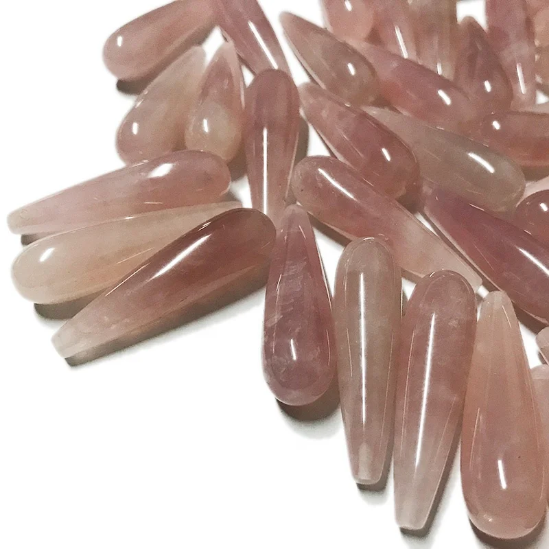Natural rose quartz drops,pink gemstone teardrops for earrings