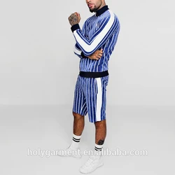 Factory Direct Oem Striped Short Velour Tracksuits Men 2020 Fashion High Quality Custom Design Oversize Running Suit