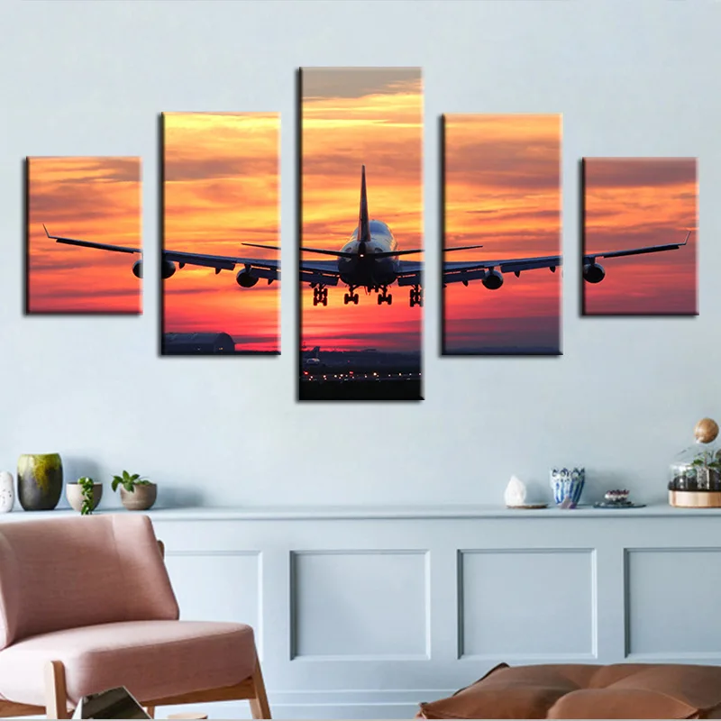 Hot selling nordic art plant canvas painting 5 piece decorations for