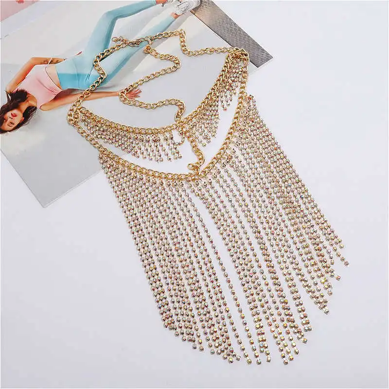  Rhinestone Chain Tassel Facemask Face Jewelry Women Mardi Gras Head Dance Performance