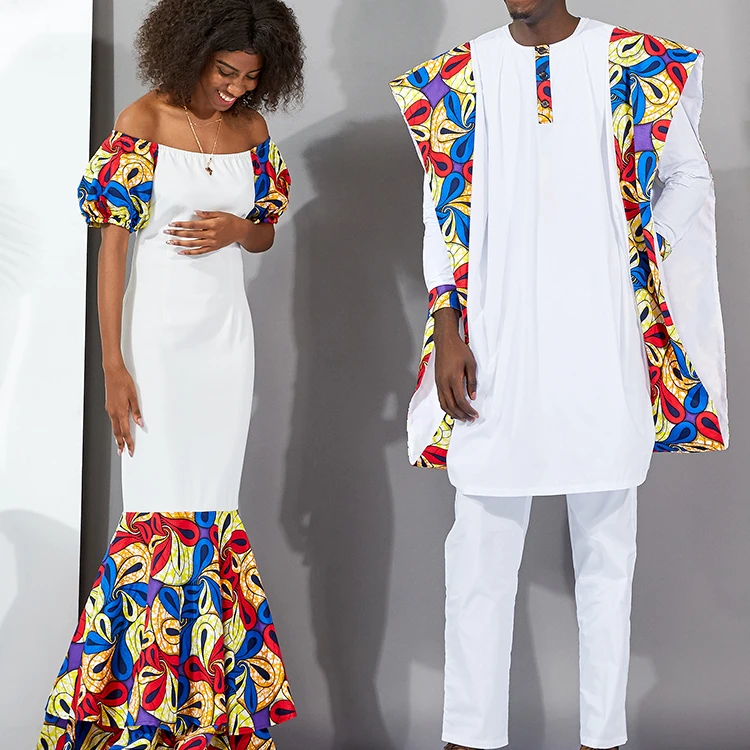 Traditional Lovers Party Wearing African Style Men Two Pieces Cotton Suits African Printing Shirts