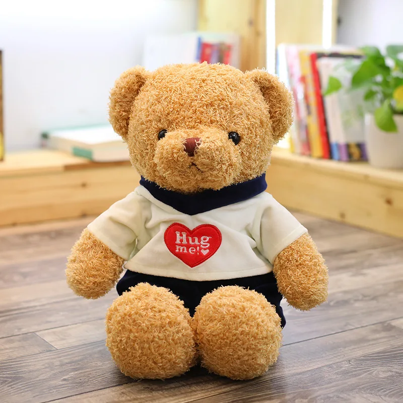 Cute Teddy Bear With Sweater Light Brown Dark Brown Plush Toy Kids Kawaii Gift Stuffed Animals Soft Bear For Graduation