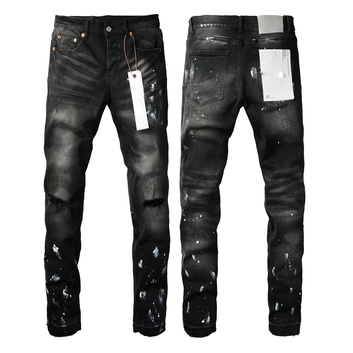 AIPA Dropshipping High Street Style Man Skinny Black Jeans Slim Fit Comfort Jeans Black Ripped Jeans
