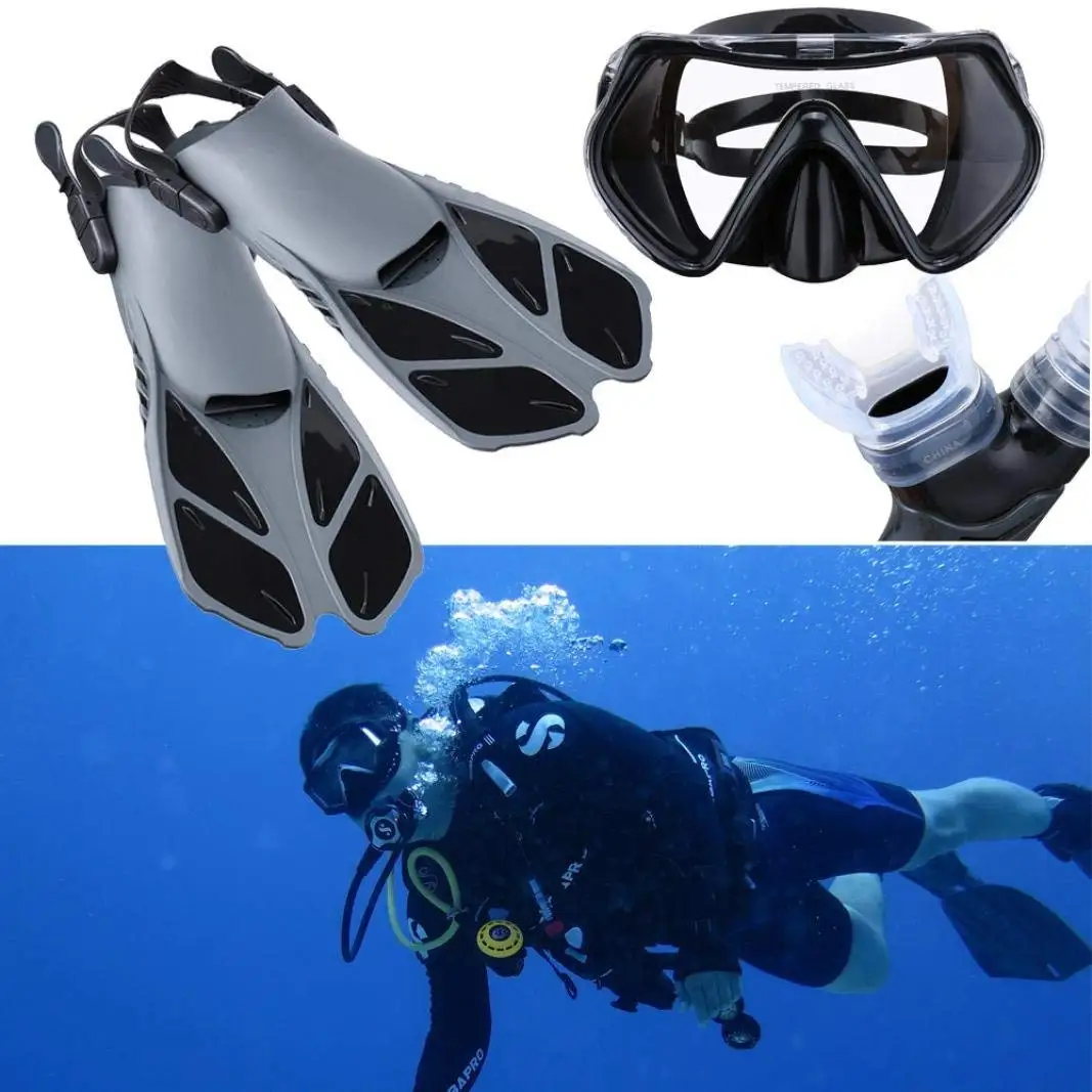 Лидер продаж Amazon, маска из закаленного стекла, силиконовая трубка для подводного плавания, короткие ласты, набор ластов для подводного плавания