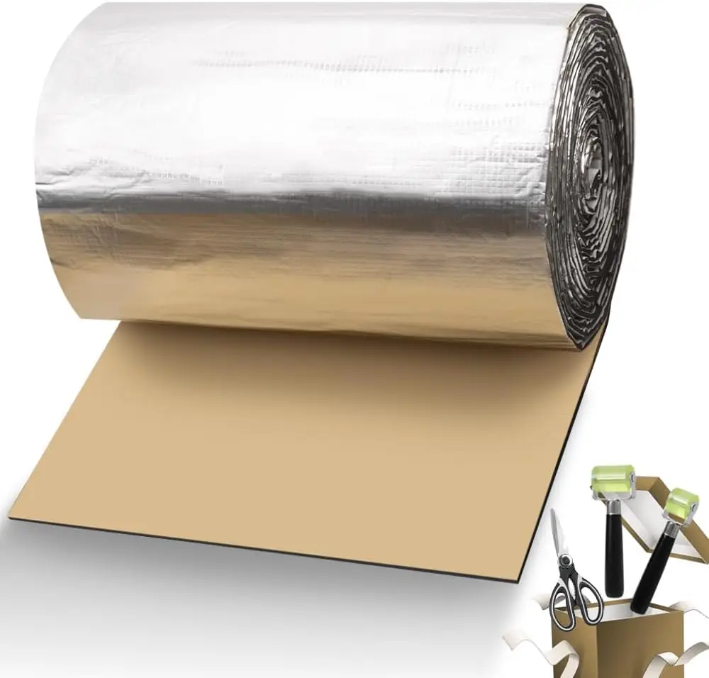 Sound Deadener 196mil Sound Deadening Mat With One-side Aluminum Foil Closed Cell Foam Heat Shield Insulation Dampening Material