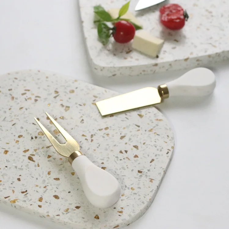 Cheapest White Ceramic Handle Knife And Fork Four Piece Set Stainless Steel Cheese Knife Kitchenware Set