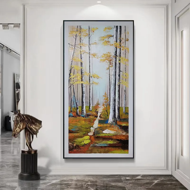 High quality creative custom texture oil painting tree wall art canvas home decor for living room office