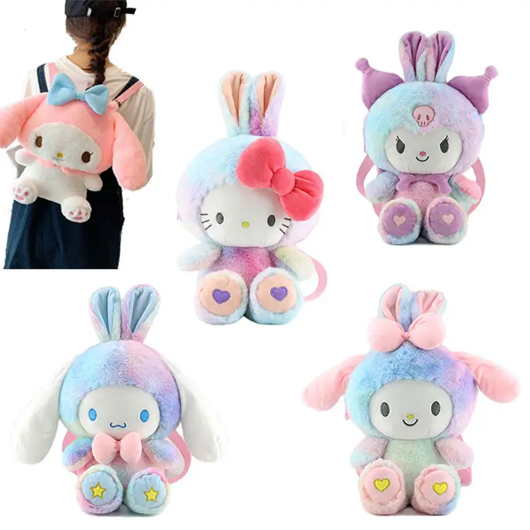 Cartoons Anime Kawaii Sanrio Cinnamoroll Kuromi My Melody Plush Backpack Doll Plushie Stuffed Schoolbag