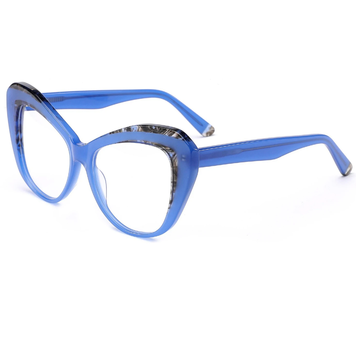 Customization Transparent Candy Color Cat Eye Handmade Lamination Acetate Eyeglasses Frames