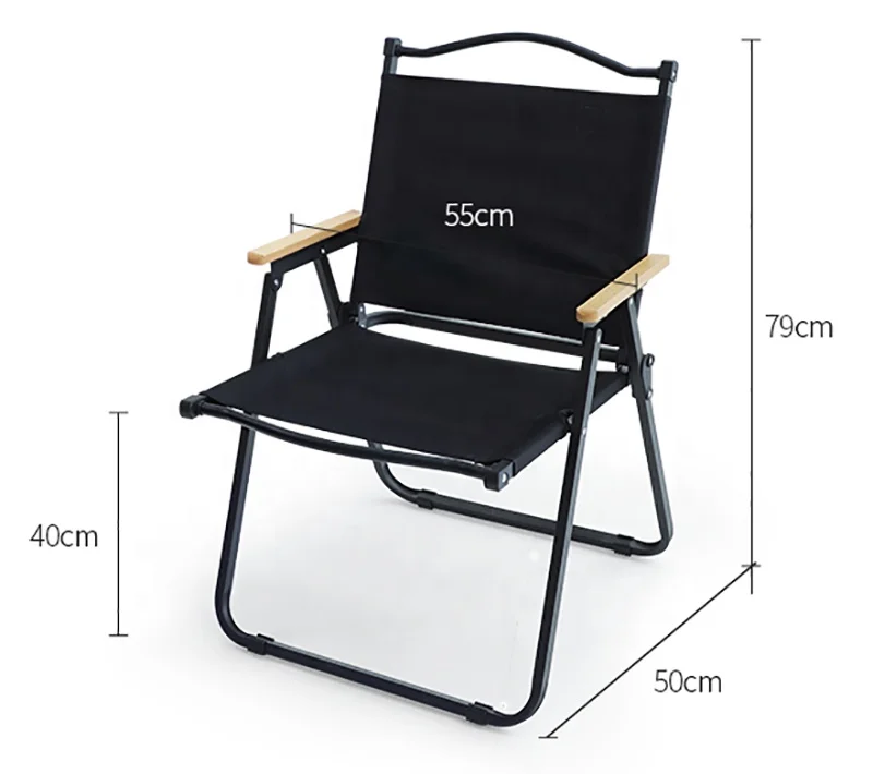 Niceway Outdoor Furniture Kermit Chair Wood Camping Folding Chair Steel Metal Lightweight Beach Chair