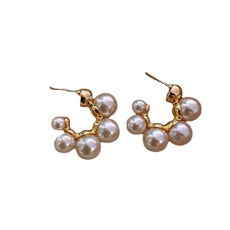 2023 fashion Korean 925 silver needle pearl earrings Gold plating pearl earrings