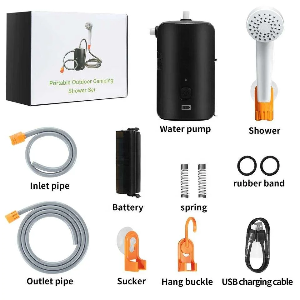 Shower Pump Travel Portable Waterproof Hanging Car Wash USB Rechargeable Outdoor Camping Hiking Gardening Tools