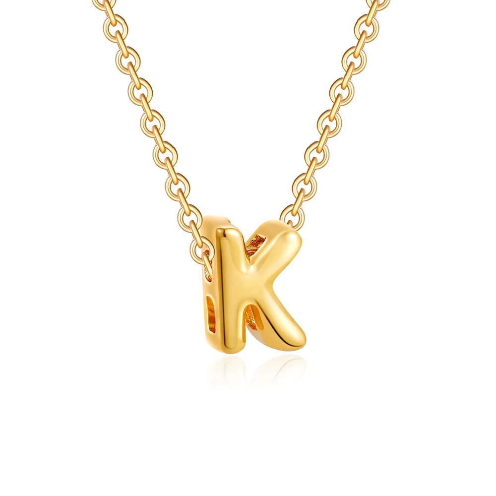 Fine Fashion Jewelry 18K Gold Plated Bubble 26 Letters Necklace Women Personalized Letter Initial Charms Necklace