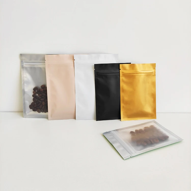 10x15cm One Side Clear Different Metallic Colors Food Grade Packaging Zip Lock Pouches Bags For Small Business