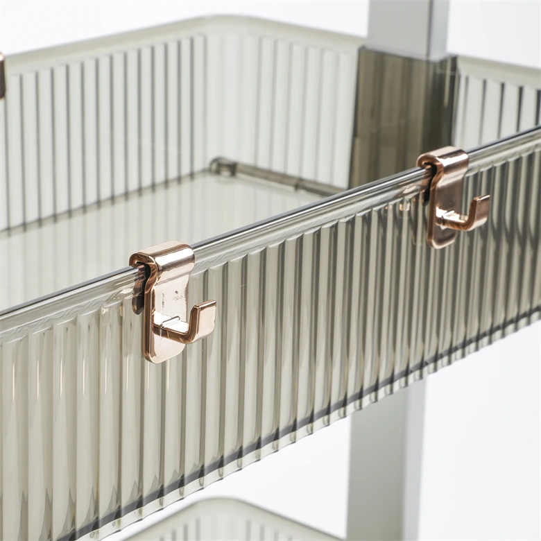 High Quality 3 Tier Rolling Cart Plastic Office Kitchen Storage Holder Rack With Wheels