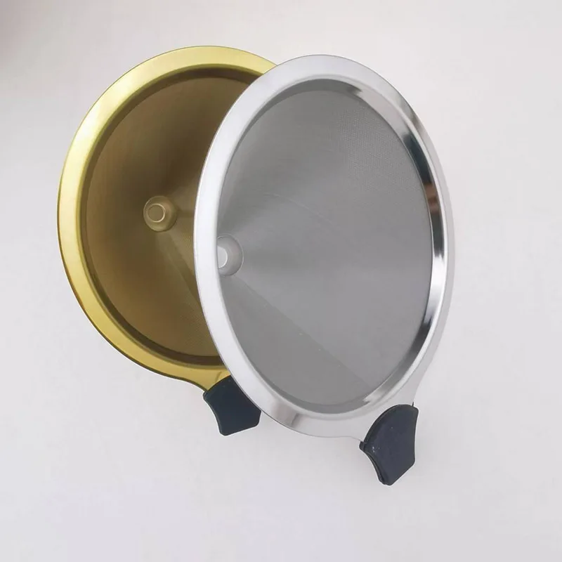 Paperless Cone Coffee Strainer Stainless Steel Coffee Filters Dripper With Removable Cup Stand
