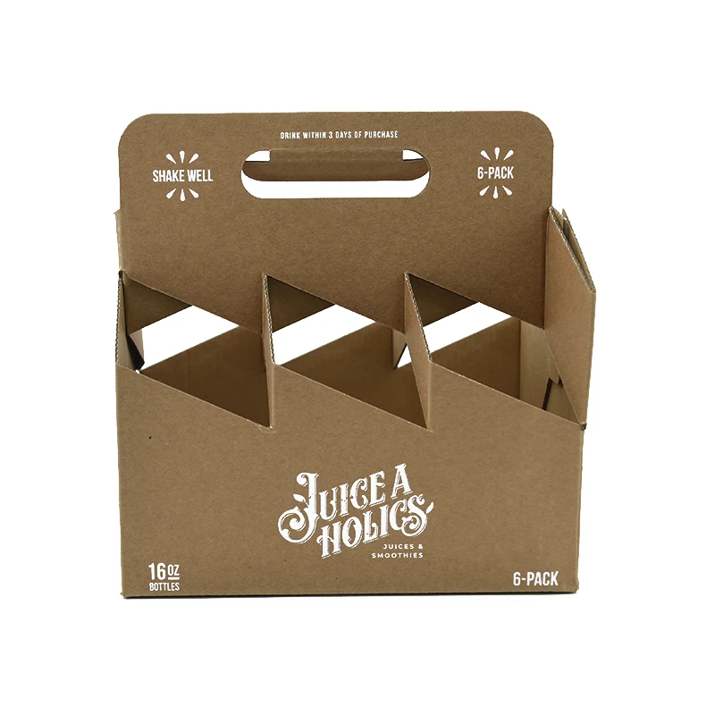 Eco-Friendly 3 4 6 8 bottle pack wine beer corrugated box carrier beer shipping box with handle