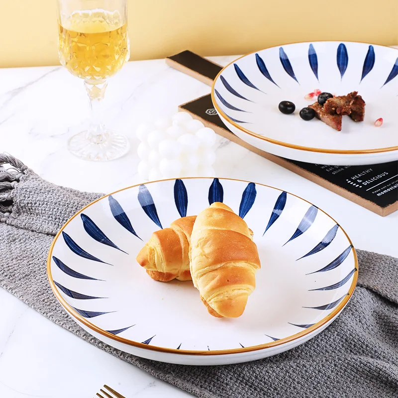 Round Square Porcelain Flat Plate Dinner Ceramic Plates Sets Microwave Safe Dinnerware ceramic dinnerware set