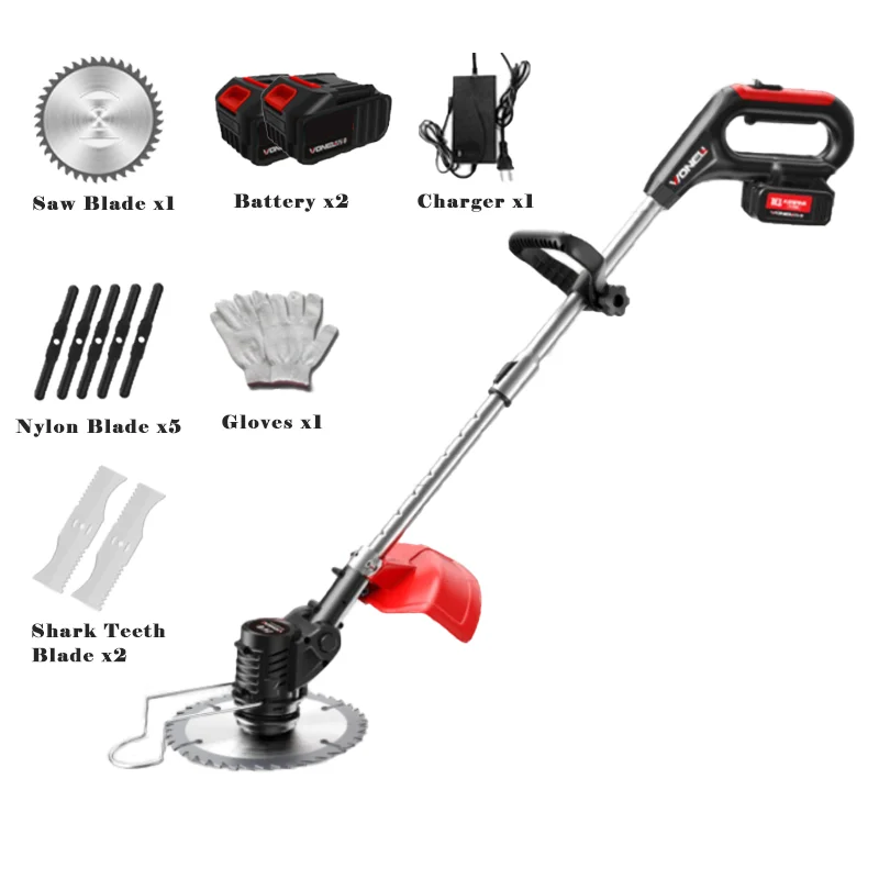 21V 1880W Cordless Handheld Lawn Mower with 90 Degree Rotation Head 30cm Extendable Rod Grass Trimmer For Garden Farm
