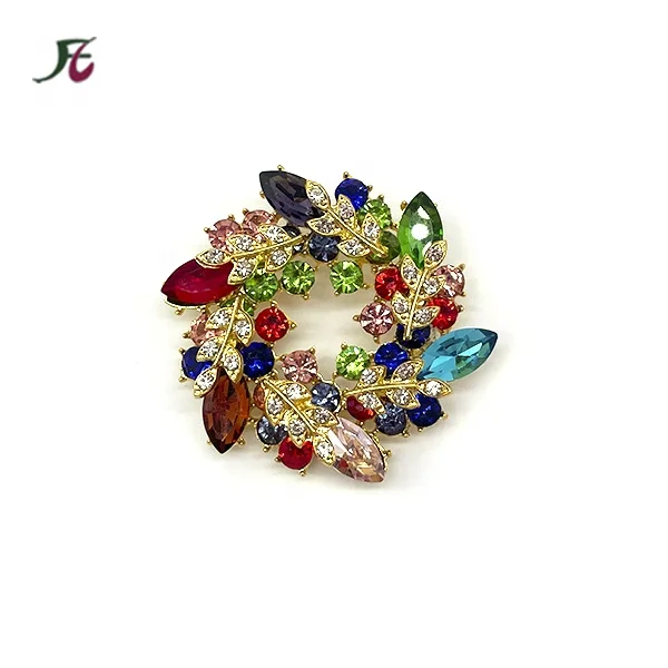 Colorful Rhinestones Flower Brooch Wedding Bouquets Alloy Crystal Designer Brooches And Pins Women Jewelry