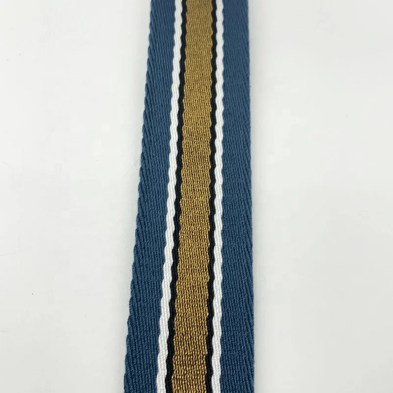 gold metallic mix cotton webbing 1.5 inch 2.8mm thickness for bag straps