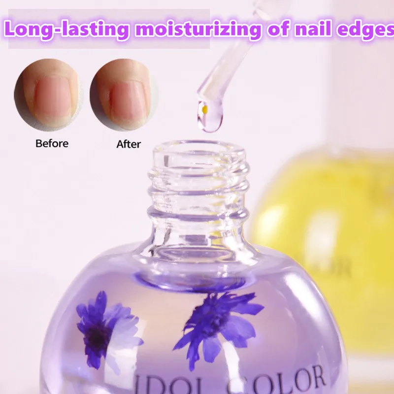 15 ml Dried Flower Soft Nutritional Oil Manicure Nail Cuticle Revitalizer Oil Bottle With Brush For Nails Care