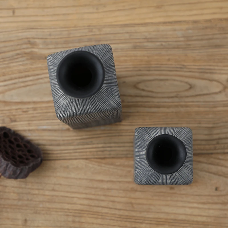 Factory Industrial style Resin Tall rectangular Vase For Home Decoration